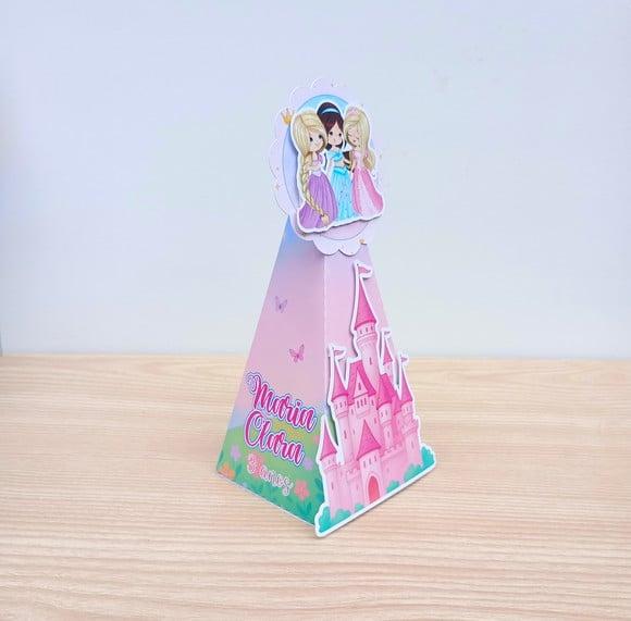 Lembrancinha Princesas Disney Caixa Pirâmide Personalizada