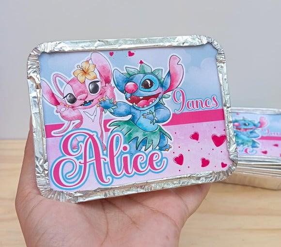 Marmita Personalizada Stitch e Angel- Lembrancinha Stitch
