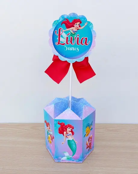 10 Centros de Mesa Ariel a Pequena Sereia Personalizados