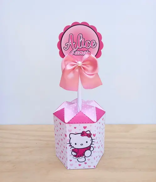 12 Centros de Mesa Hello Kitty Personalizada