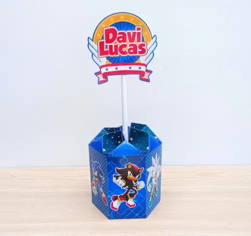 12 Centros de Mesa Sonic Personalizados