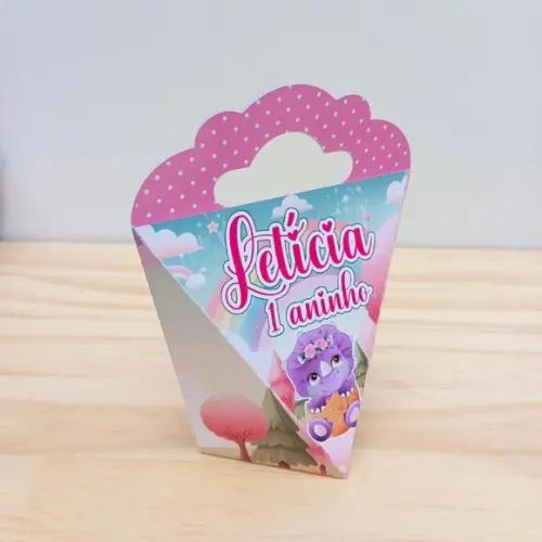 Caixa Coração Dino Baby Menina Rosa