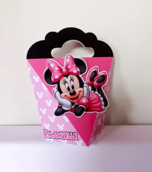 Caixa Coração Personalizada Minnie Rosa