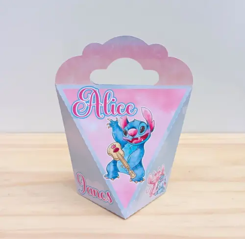 Caixa Coração Stitch e Angel Personalizado