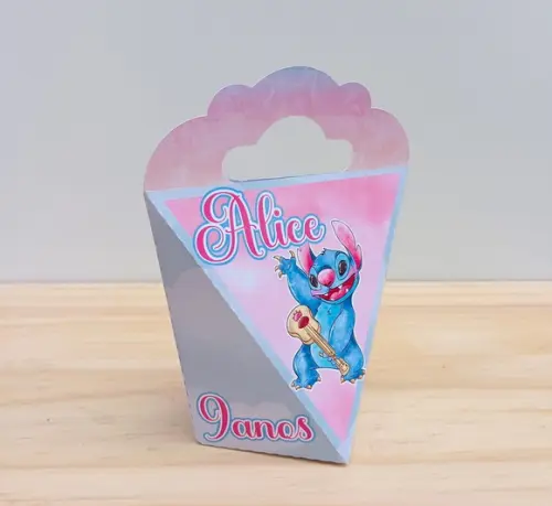 Caixa Coração Stitch e Angel Personalizado