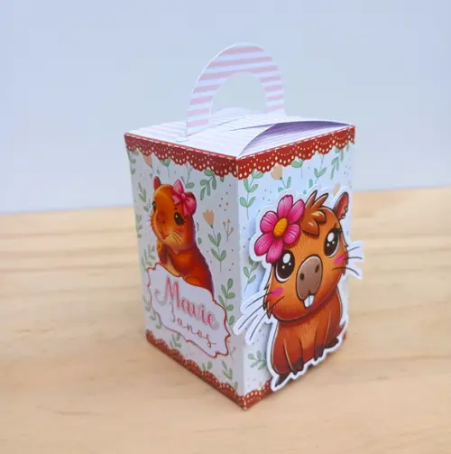 Caixa Cubo Alça Tema Capivara Personalizada