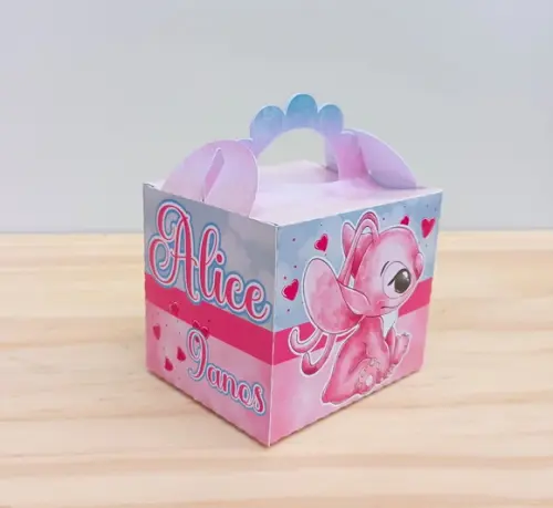 Caixa Lanchinho Stitch e Angel Personalizada
