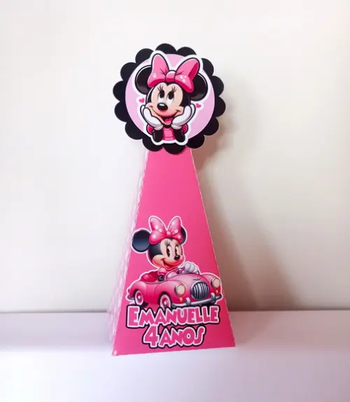 Caixa Pirâmide Personalizada Minnie Rosa