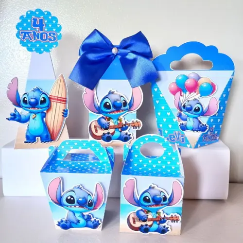 Kit 15 Caixas Personalizadas Stitch