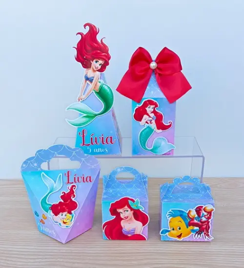 Kit 20 Caixas Ariel a Pequena Sereia Personalizadas