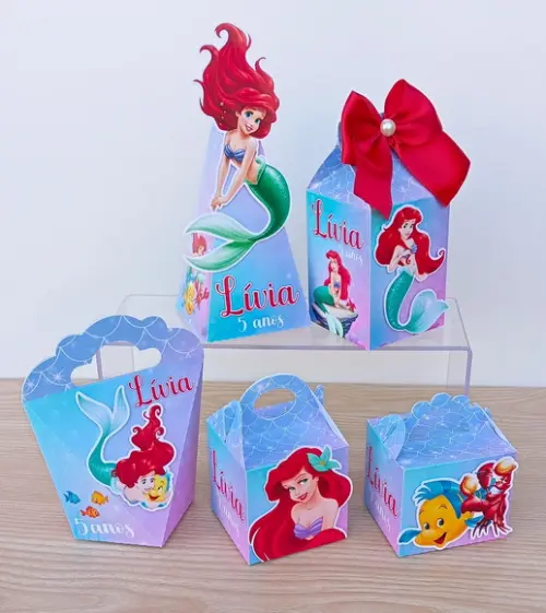 Kit 20 Caixas Ariel a Pequena Sereia Personalizadas