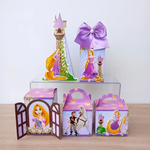 Kit 20 Caixas Enrolados Rapunzel Personalizadas