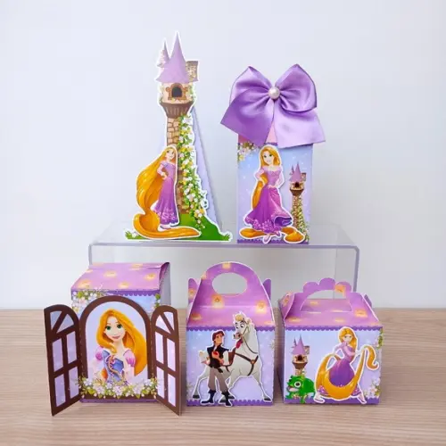 Kit 25 Caixas Enrolados Rapunzel Personalizadas