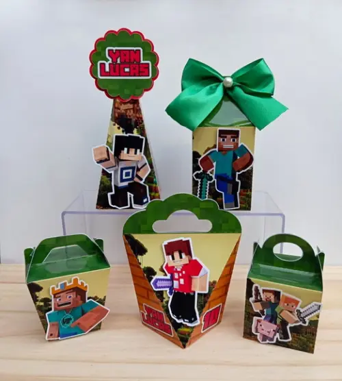Kit 25 Caixas Minicraft Personalizadas