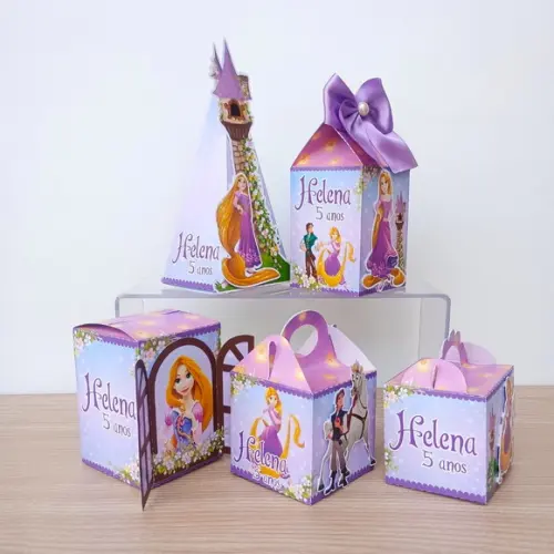 Kit 30 Caixas Enrolados Rapunzel Personalizadas
