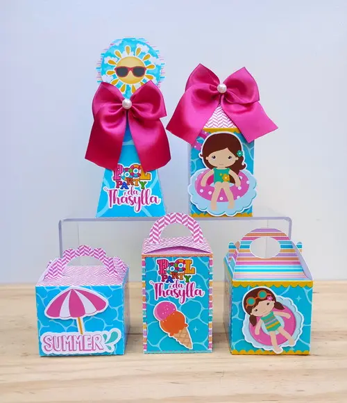 Kit 30 Caixas Pool Party Personalizadas