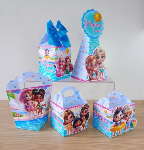 Kit 40 Caixas Princesas Disney Pool Party Personalizadas