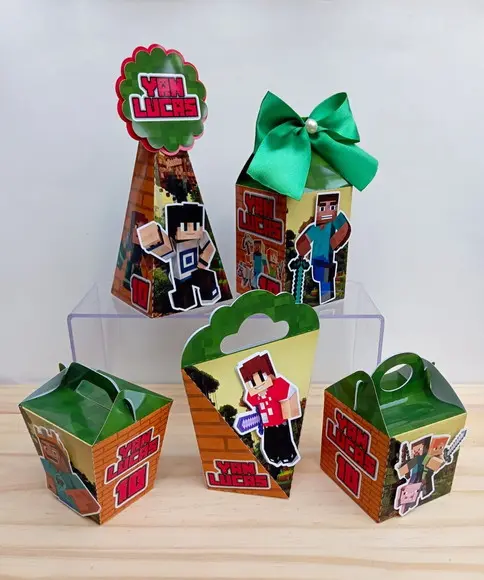 Kit 50 Caixas Minicraft Personalizadas