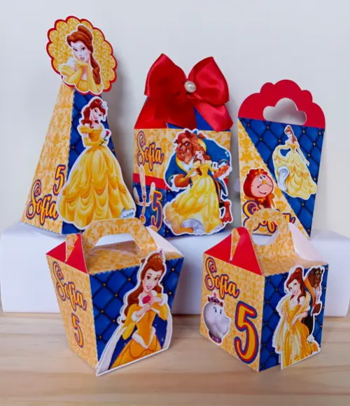 Kit 50 Caixas Personalizadas a Bela e a Fera
