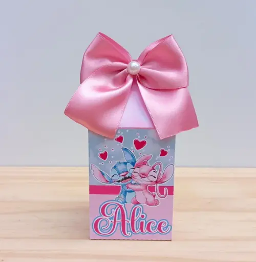 Kit 50 Caixas Stitch e Angel Personalizadas