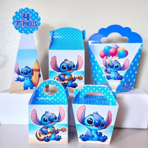 Kit Caixas Personalizadas Stitch (30 Caixas)