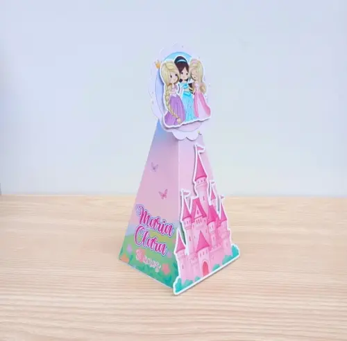 Lembrancinha Princesas Disney Caixa Pirâmide Personalizada