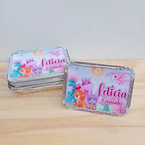 Marmita Personalizada Dino Baby Menina Rosa