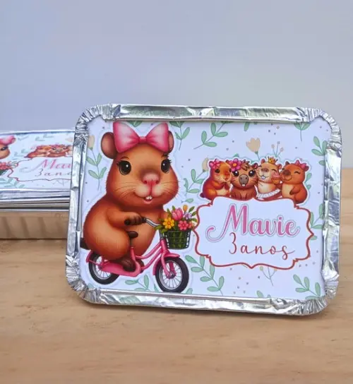 Marmita Personalizada Tema Capivara- Lembrancinha Capivara