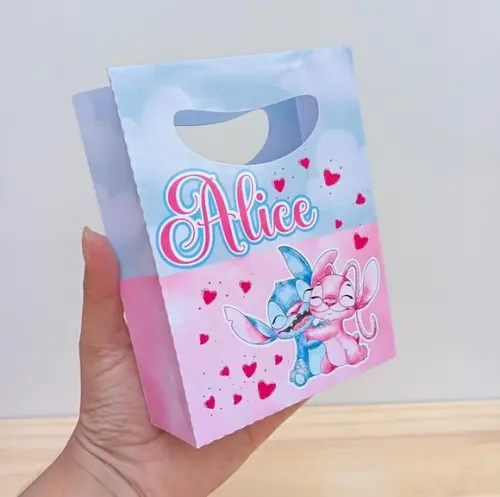 Sacolinha Personaliza Stitch e Angel