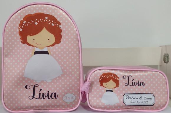 Kit Mochila + Estojo Pajens e Damas Personalizada