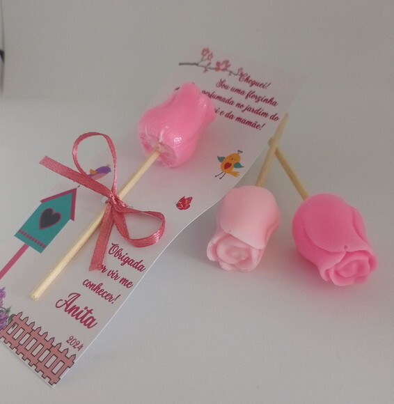 Marca Páginas com Botão de Rosa em Sabonete