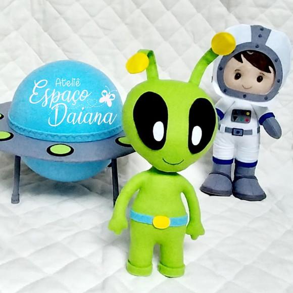 Kit Astronauta/Alien/Nave em Feltro – Decoração Festa Espacia