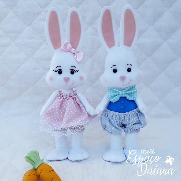 Casal Coelho da Páscoa em Feltro / Decoração de Páscoa