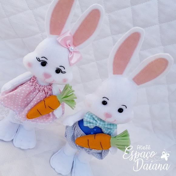 Casal Coelho da Páscoa em Feltro / Decoração de Páscoa