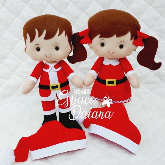 Casal Noel - Papai e Mamãe Noel em Feltro - Decoração de Natal