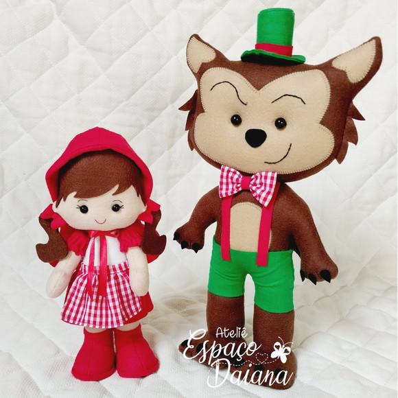 Chapeuzinho Vermelho e Lobo Mau em Feltro