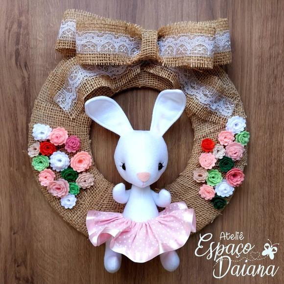 Guirlanda Enfeite de Porta Páscoa com Coelho / Decoração de P?
