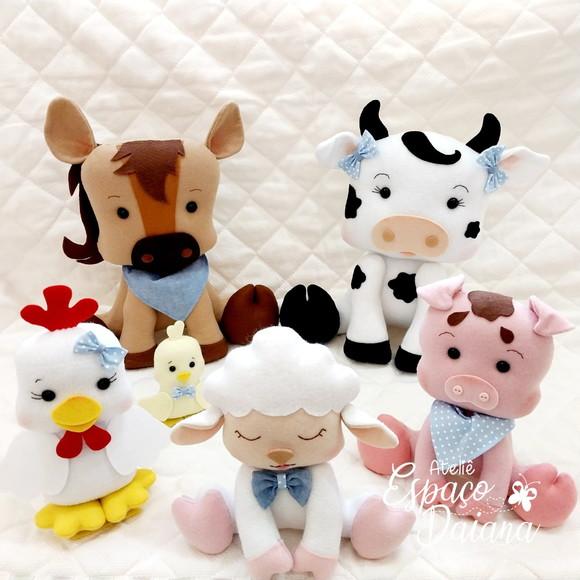 Decoração Kit Fazendinha em Feltro 6 Animais
