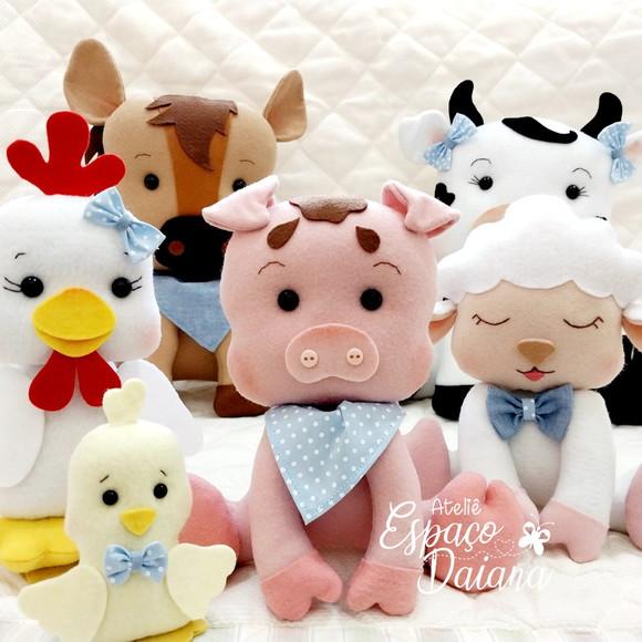 Decoração Kit Fazendinha em Feltro 6 Animais
