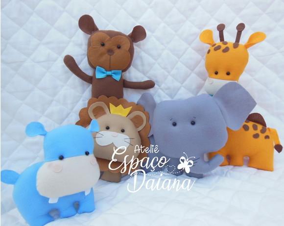 Safari Baby Azul em Feltro / Decoração Festa Infantil Tema Safa