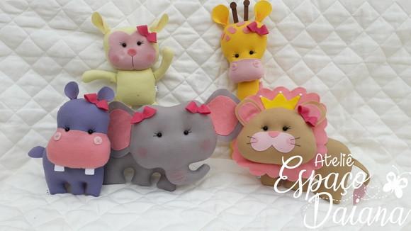 Safari Baby Rosa em Feltro/ Decoração Festa Infantil Tema Safar
