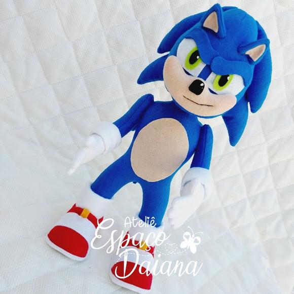 Sonic em Feltro / Boneco Personalizado / Decoração Festa Sonic