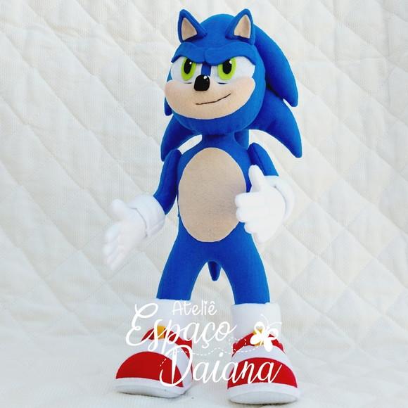 Sonic em Feltro / Boneco Personalizado / Decoração Festa Sonic