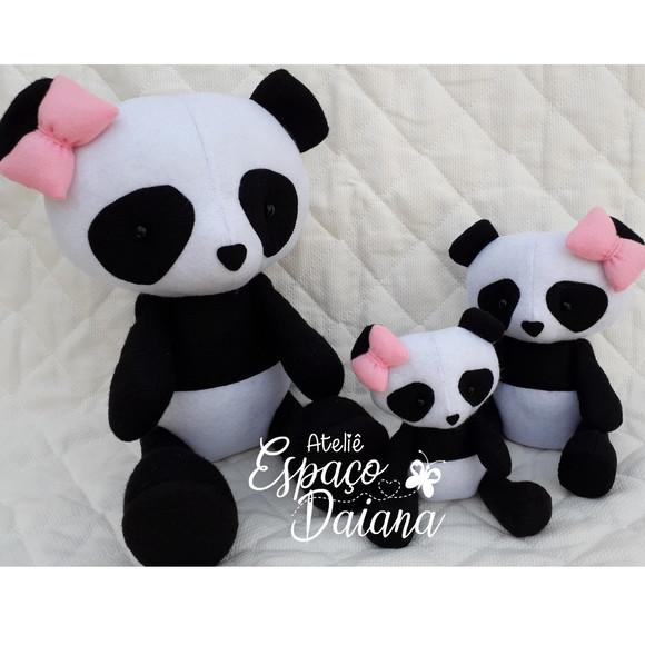 Kit 3 Ursos Panda em Feltro / Decoração Festa Infantil