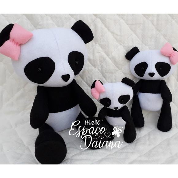 Kit 3 Ursos Panda em Feltro / Decoração Festa Infantil