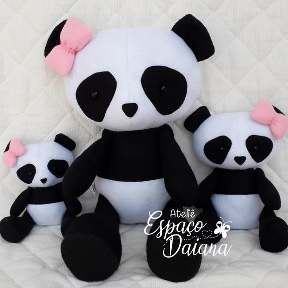 Kit 3 Ursos Panda em Feltro / Decoração Festa Infantil