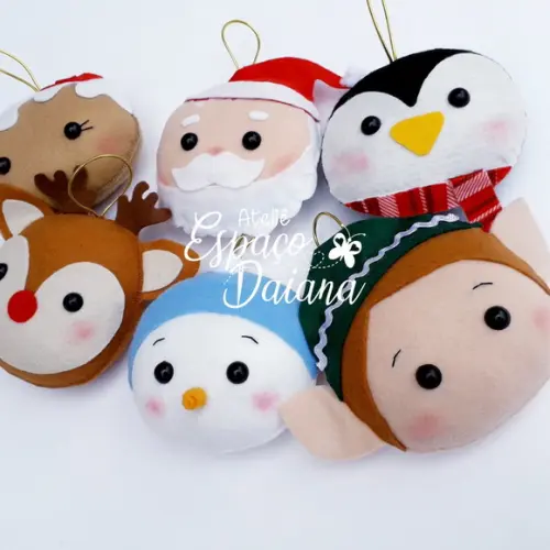 Kit 6 Pingentes Natalino / Enfeite de Natal / Decoração de Nata