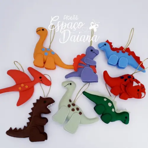 Kit 8 Pingentes de Dinossauro - Pingente de Natal - Decoração de Natal