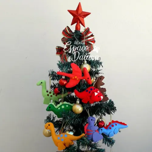 Kit 8 Pingentes de Dinossauro - Pingente de Natal - Decoração d