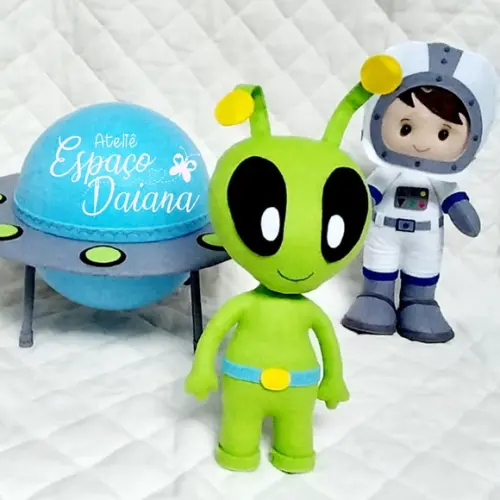 Kit Astronauta/Alien/Nave em Feltro – Decoração Festa Espacia